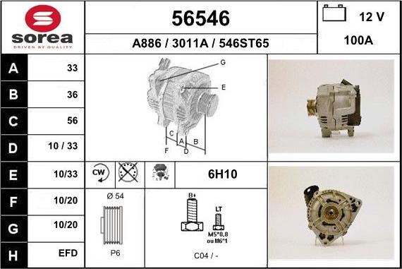 EAI 56546 - Alternator autospares.lv