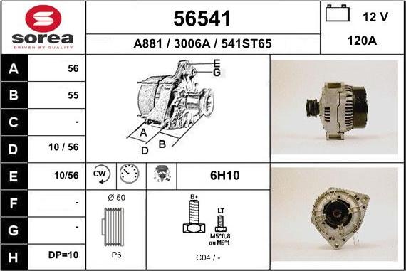 EAI 56541 - Alternator autospares.lv