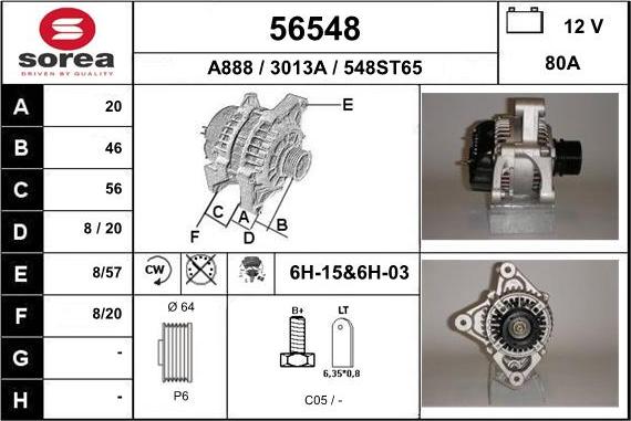 EAI 56548 - Alternator autospares.lv