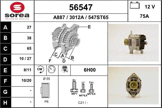 EAI 56547 - Alternator autospares.lv