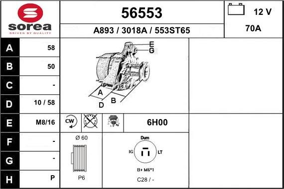 EAI 56553 - Alternator autospares.lv