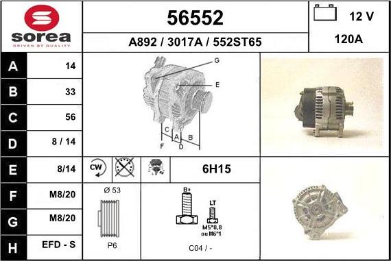 EAI 56552 - Alternator autospares.lv