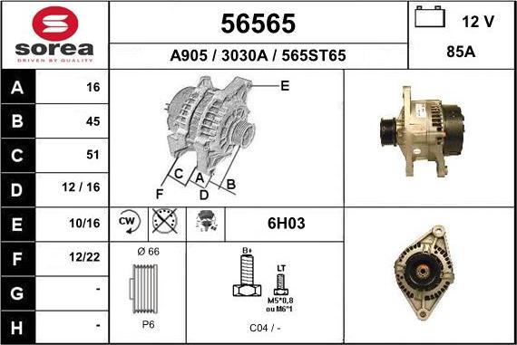 EAI 56565 - Alternator autospares.lv