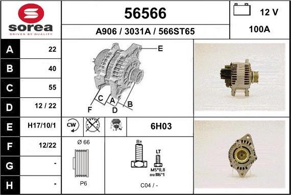 EAI 56566 - Alternator autospares.lv
