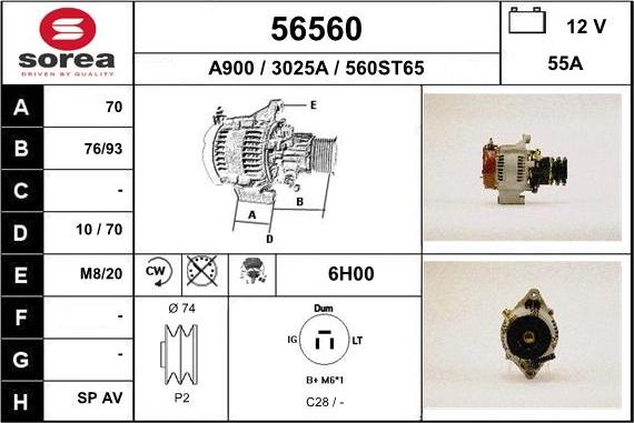 EAI 56560 - Alternator autospares.lv