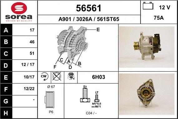 EAI 56561 - Alternator autospares.lv