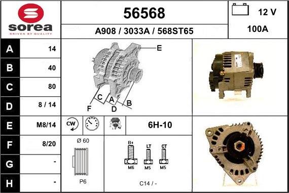 EAI 56568 - Alternator autospares.lv