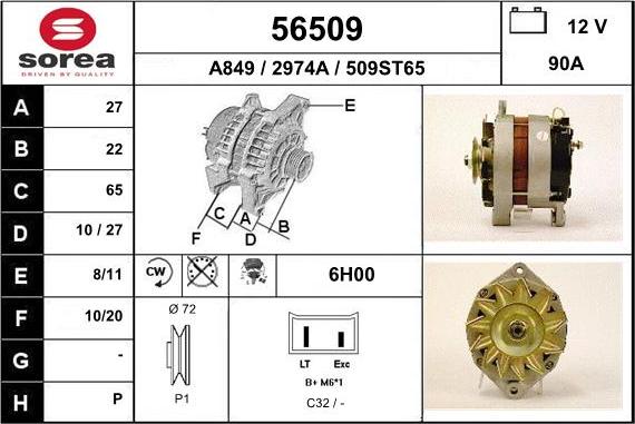 EAI 56509 - Alternator autospares.lv