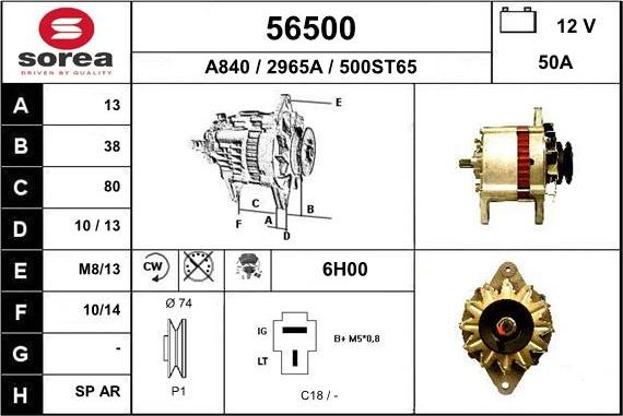 EAI 56500 - Alternator autospares.lv