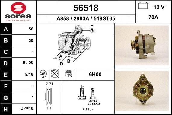 EAI 56518 - Alternator autospares.lv