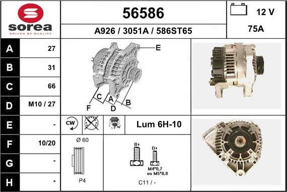 EAI 56586 - Alternator autospares.lv