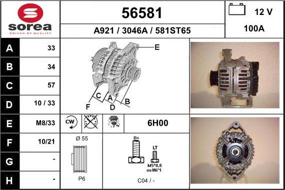 EAI 56581 - Alternator autospares.lv