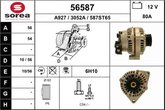 EAI 56587 - Alternator autospares.lv