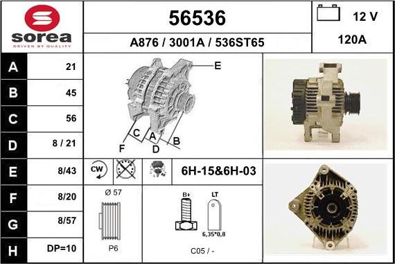 EAI 56536 - Alternator autospares.lv