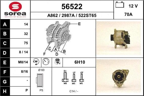 EAI 56522 - Alternator autospares.lv