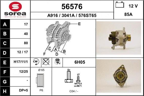 EAI 56576 - Alternator autospares.lv