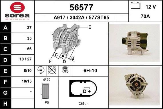 EAI 56577 - Alternator autospares.lv