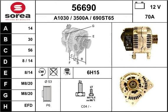 EAI 56690 - Alternator autospares.lv