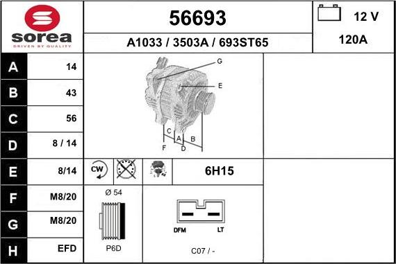 EAI 56693 - Alternator autospares.lv