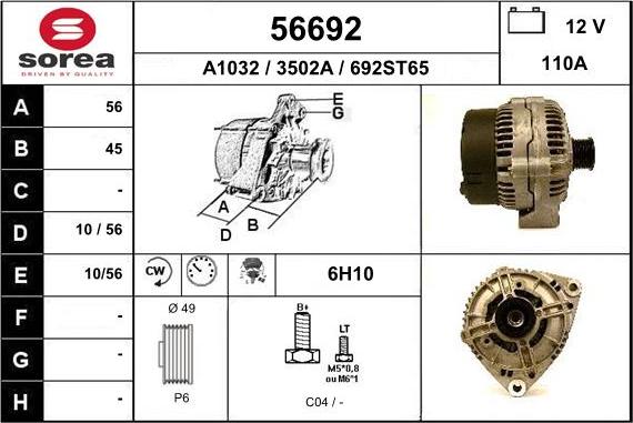 EAI 56692 - Alternator autospares.lv