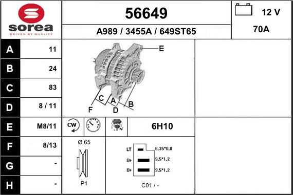 EAI 56649 - Alternator autospares.lv