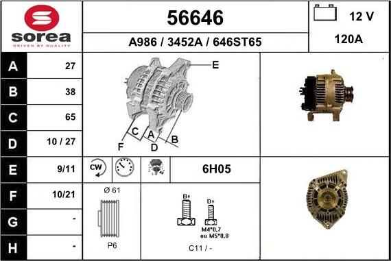 EAI 56646 - Alternator autospares.lv