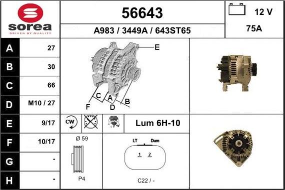 EAI 56643 - Alternator autospares.lv