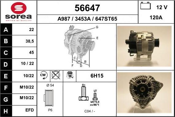 EAI 56647 - Alternator autospares.lv