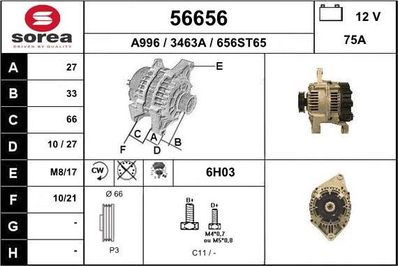 EAI 56656 - Alternator autospares.lv