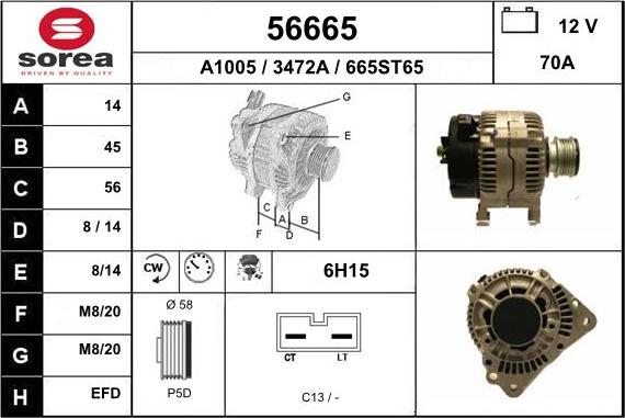 EAI 56665 - Alternator autospares.lv