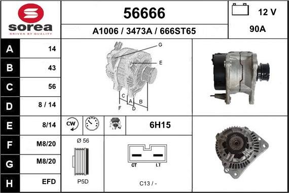 EAI 56666 - Alternator autospares.lv