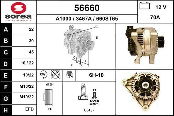 EAI 56660 - Alternator autospares.lv