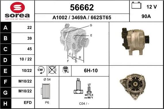 EAI 56662 - Alternator autospares.lv