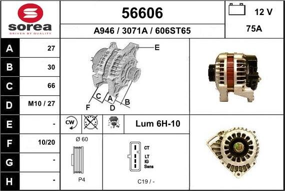 EAI 56606 - Alternator autospares.lv
