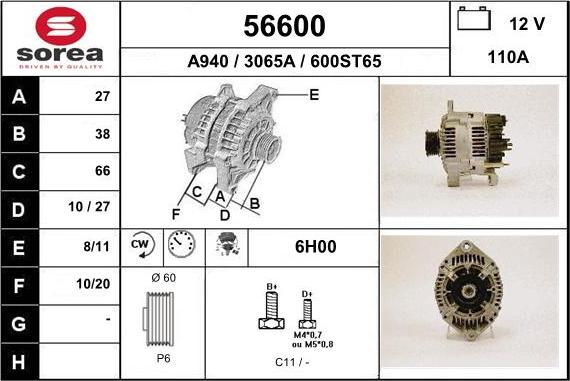 EAI 56600 - Alternator autospares.lv