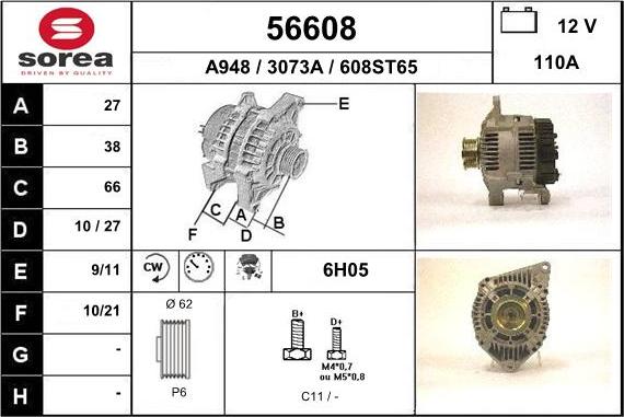 EAI 56608 - Alternator autospares.lv