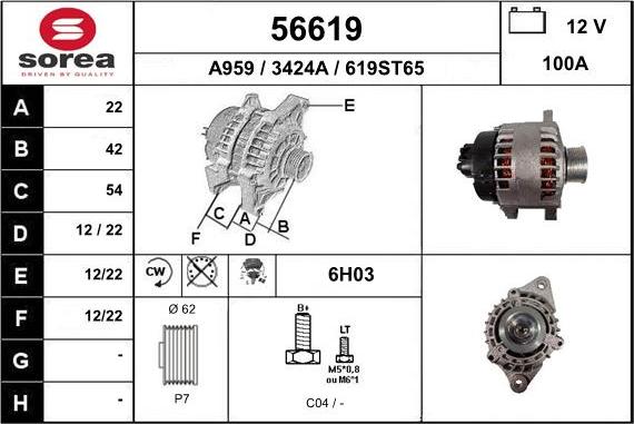 EAI 56619 - Alternator autospares.lv