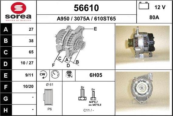 EAI 56610 - Alternator autospares.lv