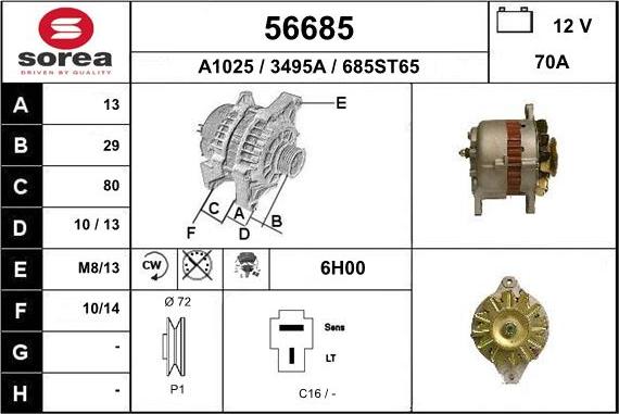 EAI 56685 - Alternator autospares.lv