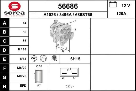 EAI 56686 - Alternator autospares.lv