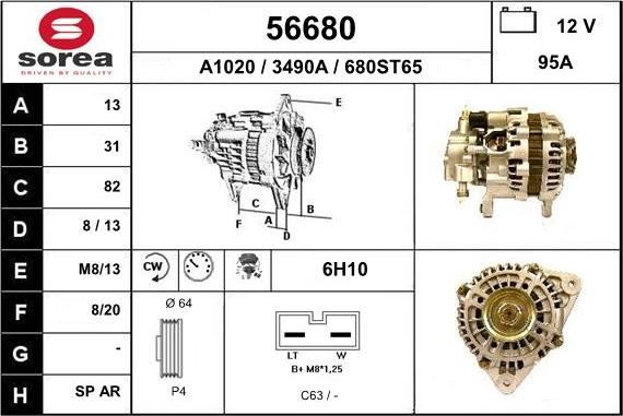 EAI 56680 - Alternator autospares.lv