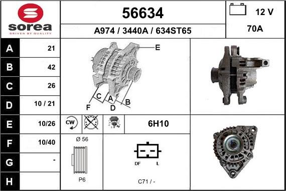 EAI 56634 - Alternator autospares.lv