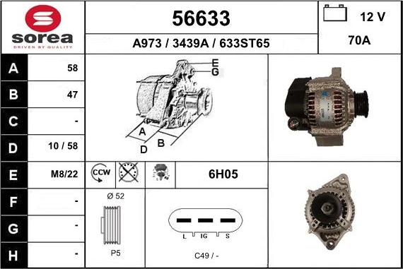 EAI 56633 - Alternator autospares.lv