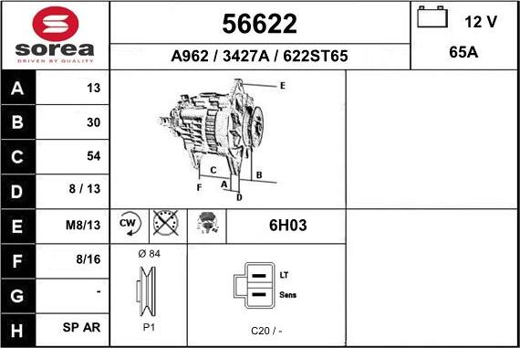 EAI 56622 - Alternator autospares.lv