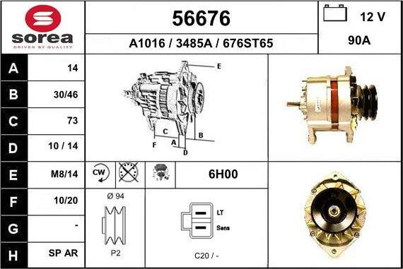 EAI 56676 - Alternator autospares.lv