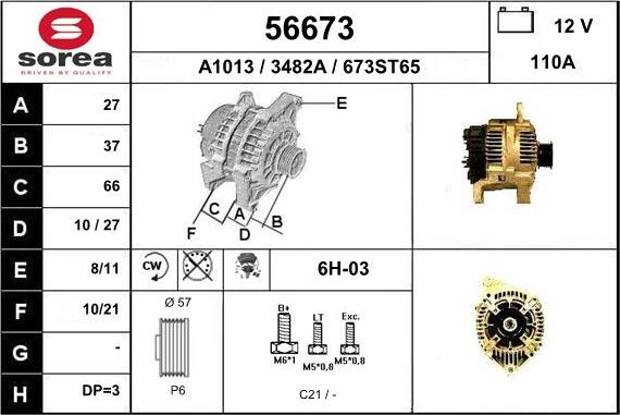 EAI 56673 - Alternator autospares.lv