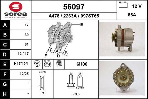 EAI 56097 - Alternator autospares.lv