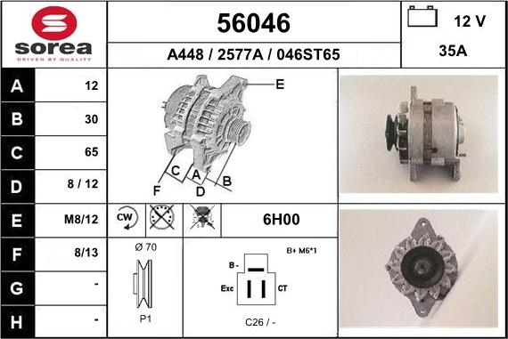 EAI 56046 - Alternator autospares.lv