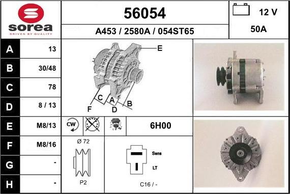 EAI 56054 - Alternator autospares.lv