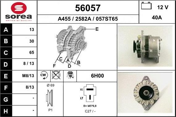 EAI 56057 - Alternator autospares.lv